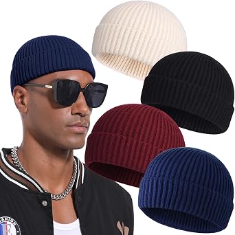 Swag Wool Short Fisherman Beanie for Men Women, Knit Cuff Warm Winter Hats, Soft Trawler Skull Cap Watch Hat Unisex