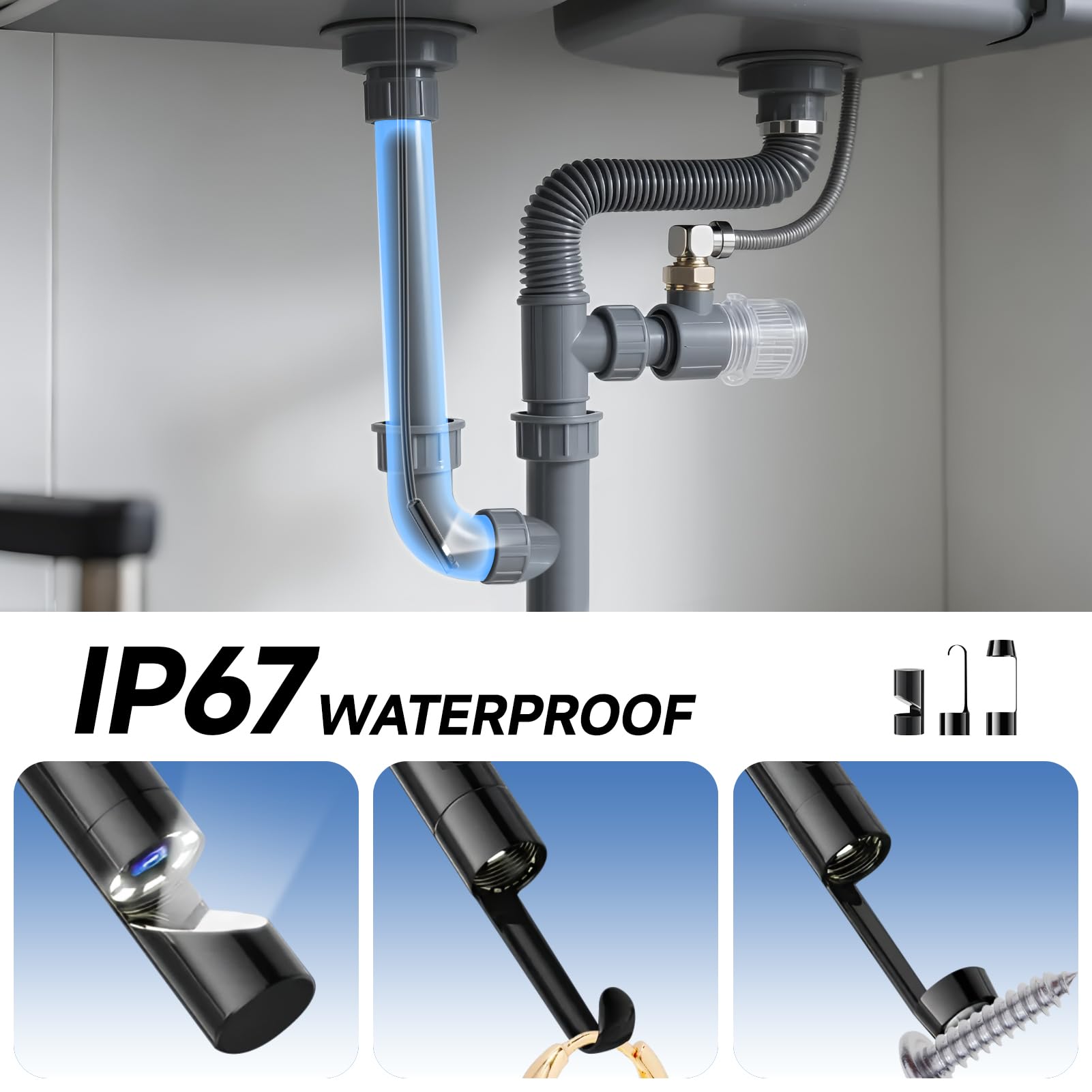 Endoskop HD 1920p z oświetleniem LED, kamera inspekcyjna bez konieczności korzystania z Wi-Fi, kamera kanałowa, wodoszczelna IP67, do systemów Android i iOS, 5 m