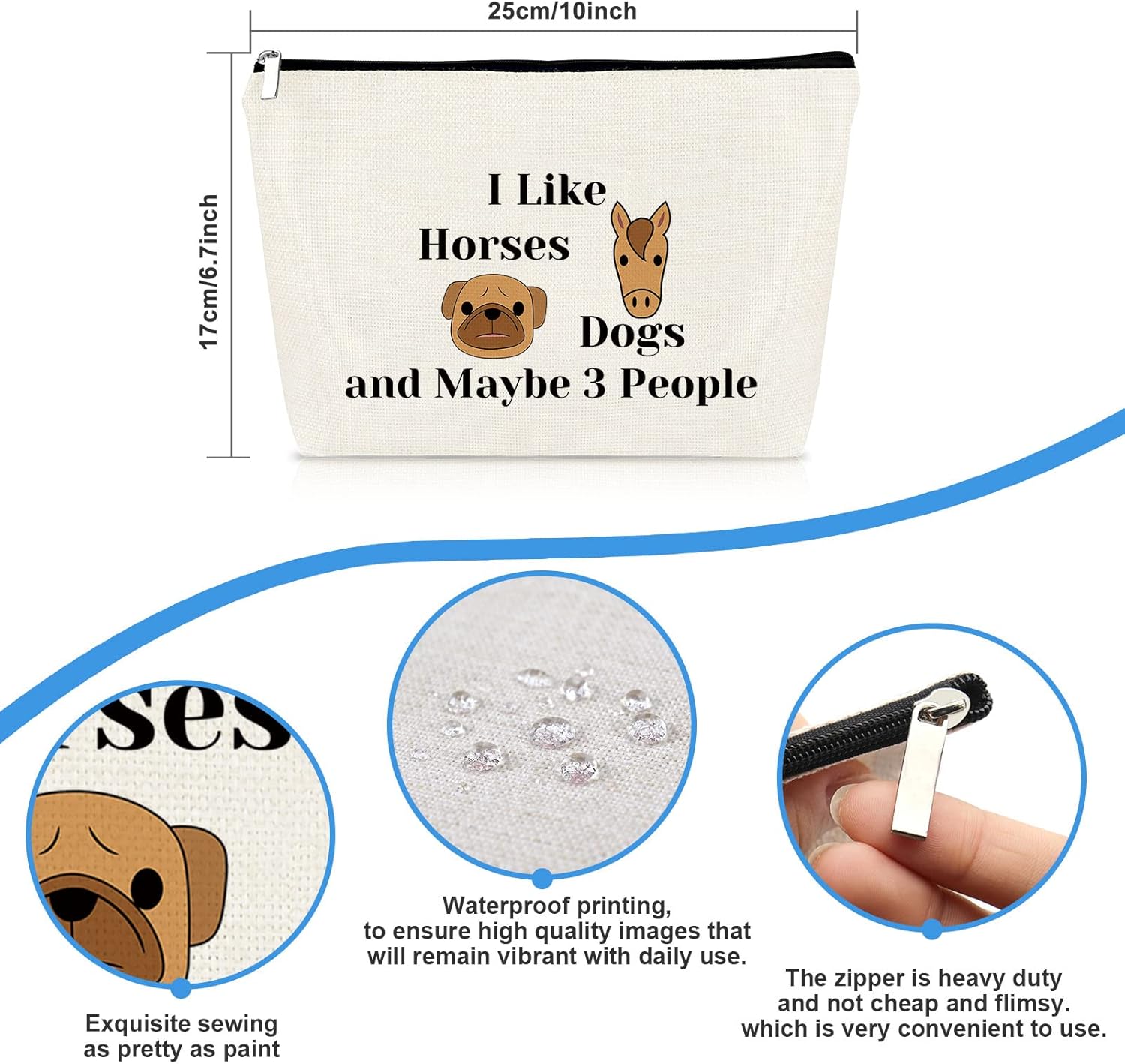 Dog Horse Lover Gifts Makeup Bag Dog and Horse Gifts for Girls Women Cosmetic Bag Cowgirl Equestrian Gifts Dog Mom Gift Birthday Christmas Gift for Dog Horse Lover Friend Sister Travel Makeup Pouch - Image 2