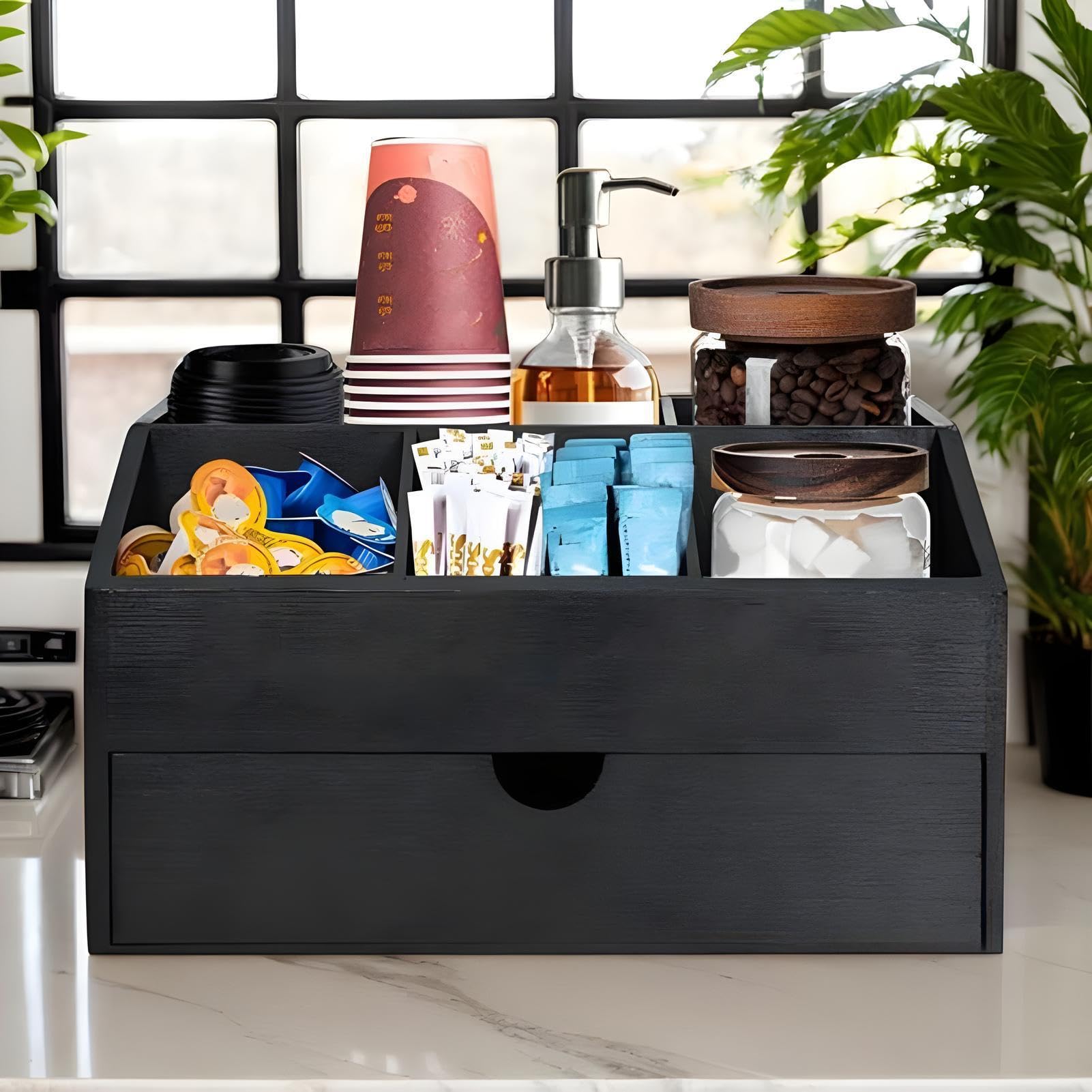 Estación De Café Para Encimera Soporte Grande para Sobres de Azúcar de | Portalador de Cápsulas de Café para Cocina Para Hogar Apartamento Cafetería Despensa
