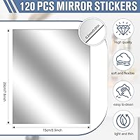 Vista 2 de Suzile 120 hojas de espejo flexibles autoadhesivas de 8 x 6 pulgadas, calcomanías de espejo de plástico PET para paredes, película protectora sin