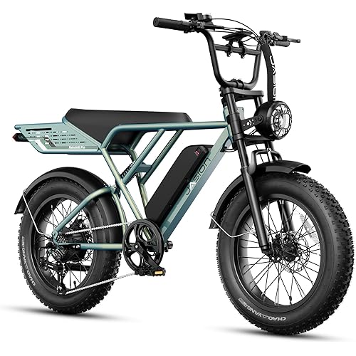Jasion RetroVolt Electric Bike for Adults, 1500W/2000W Peak - 30/38MPH Electric Dirt Bike, 48V-52V, 13AH/20AH Battery, 65/90Miles Max Range Electric Motorcycle, 20'' X 4'' Fat Tire All-Terrain E-Bike