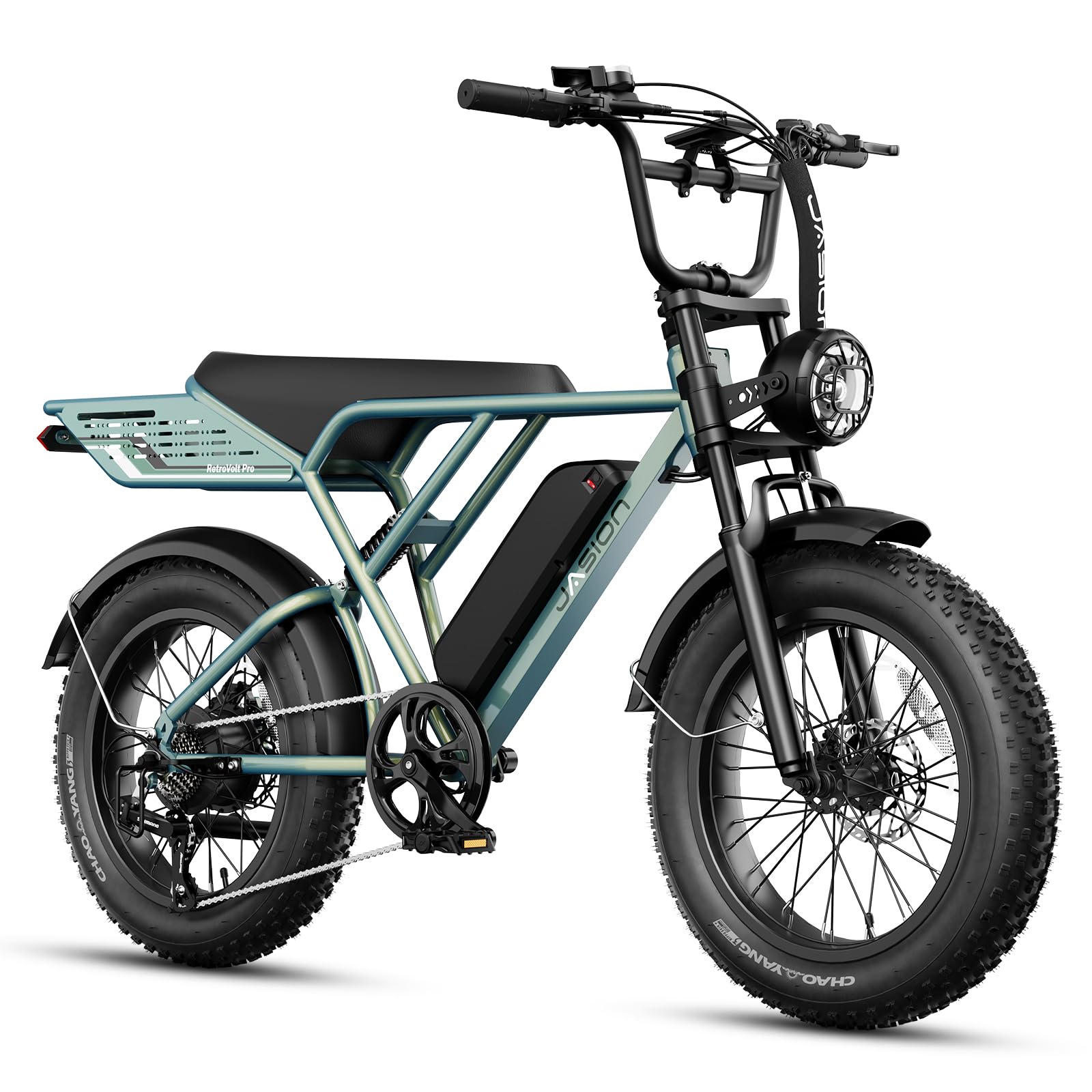 Jasion RetroVolt Electric Bike for Adults, 1500W/2000W Peak - 30/38MPH Electric Dirt Bike, 48V-52V, 13AH/20AH Battery, 65/90Miles Max Range Electric Motorcycle, 20'' X 4'' Fat Tire All-Terrain E-Bike