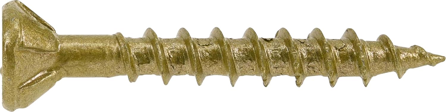 Power Pro 48594 Wood Screws, #8 x 1-1/4", Premium Outdoor Deck Screws, Rust Resistant, Epoxy Coated Bronze, 1Lb Box, 242 Pcs