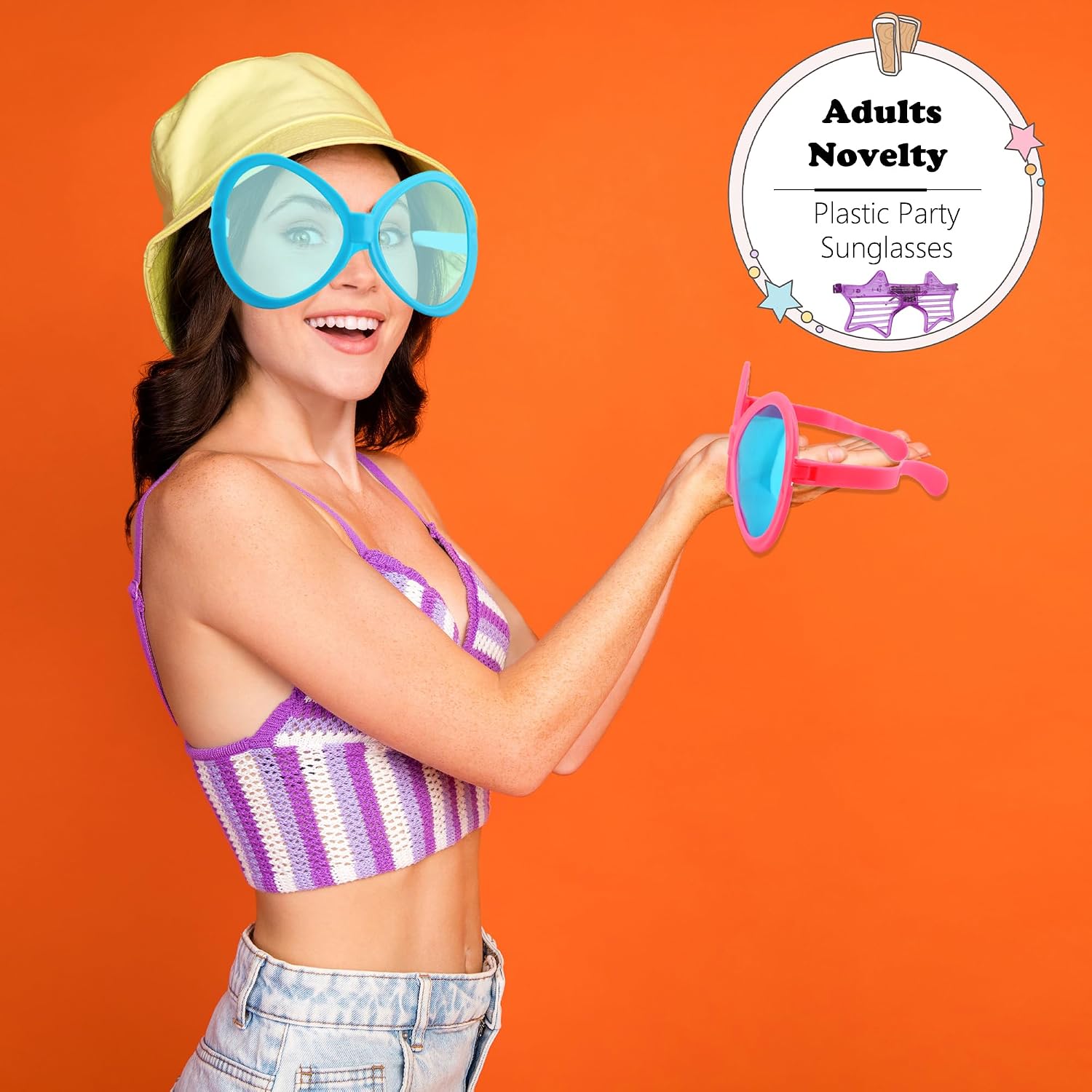 12 Pack Jumbo Sunglasses Oversized Adult Party Sunglasses Funny Props Giant Novelty Plastic Sunglasses for Clown Funny Party Photo Booth Holiday Festival Supplies, 6 Color