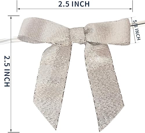 Miniatura 3 de 36 lazos plateados metálicos de 4-12 pulgadas con lazos giratorios para envolver regalos, embalaje, decoración de Navidad (4.5 pulgadas, plateado)