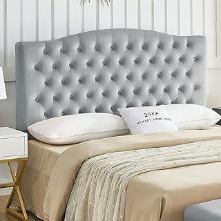 24KF Upholstered Tufted Button Velvet Headboard,Comfortable Fashional He...