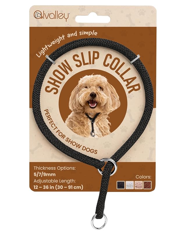 Coleira deslizante para cães alvalley em nylon trançado com argolas cromadas, preta, 5 mm x 40,64 cm