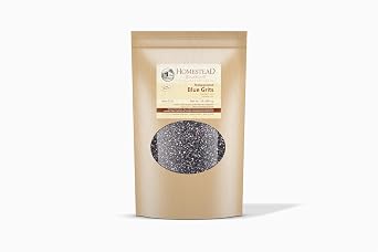 Homestead Gristmill Stone Ground Blue Corn Grits - Non-GMO, Chemical-Free Finely Ground Stoneground Grits - Long Shelf Life - Made In The USA - 1 Pound