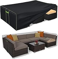 Vista 18 de Fundas para muebles de patio impermeables, resistentes 600D, fundas para muebles de exterior para sofá seccional exterior, resistente al desgarro