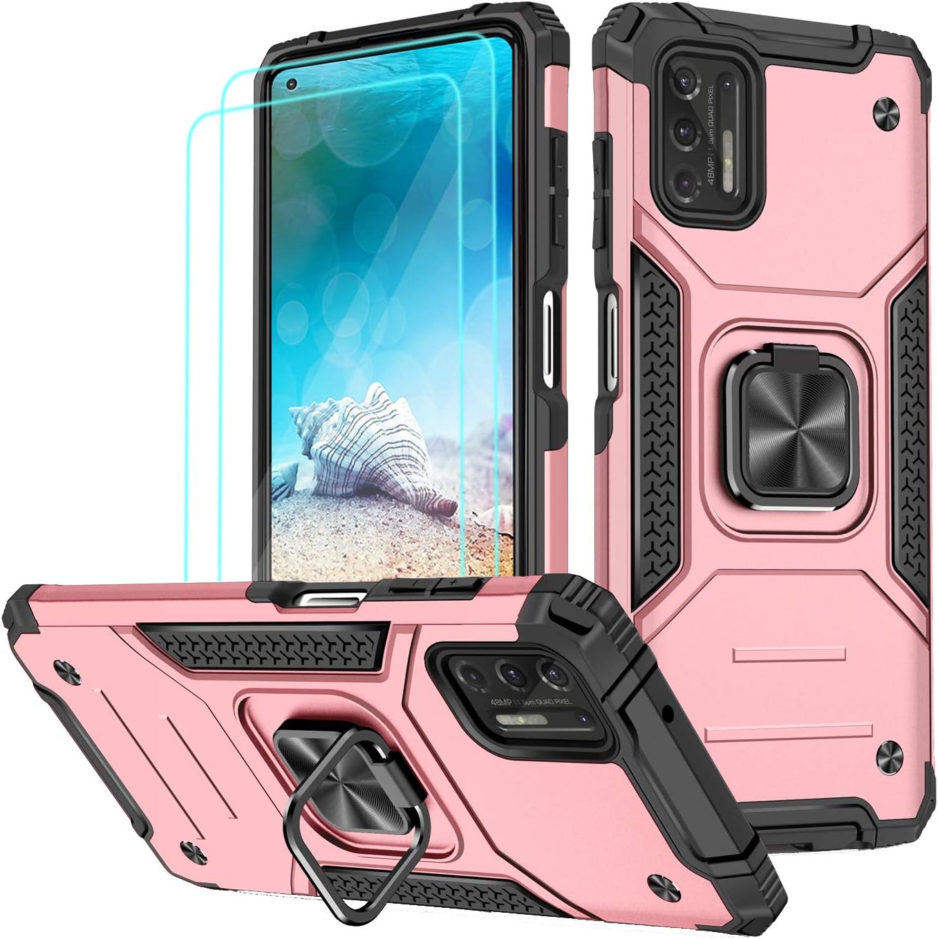 Shockproof Pink Phone Case with Tempered Glass for Taiwan Ubuy