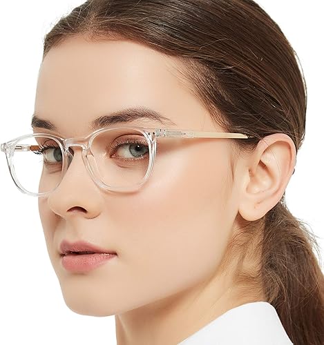 MARE AZZURO Gafas de bloqueo azules redondas para mujer, gafas transparentes de moda para juegos de computadora