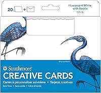 Vista 4 de Strathmore Tarjetas creativas, color blanco fluorescente con borde cubierto, 5 x 6.875 pulgadas, paquete de 10 sobres incluidos, tarjetas