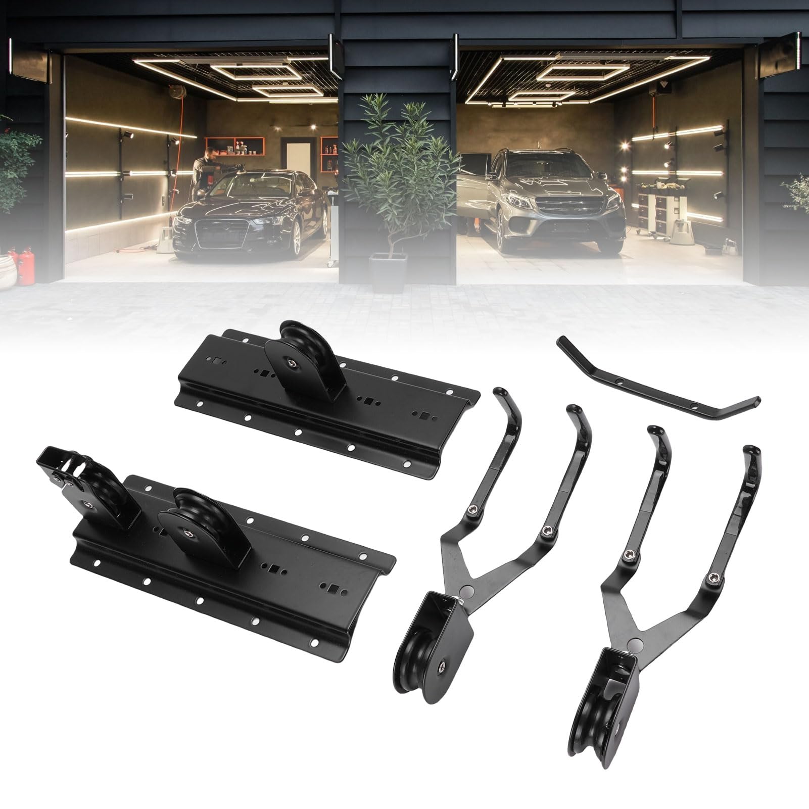 Fockety Système de levage à poulie pour garage, palan de rangement au plafond robuste, 3,7 m de haut, 68 kg, système de poulie à câble grande capacité pour caisse de chargement