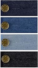 4 Pieces Denim Waist Extenders Button for Pants Jeans Trousers Skirt Adjustable Waistband Extender with Metal Button for Women Men Black Blue Dark Blue Light Blue Button Extender Set (Assorted Colors)