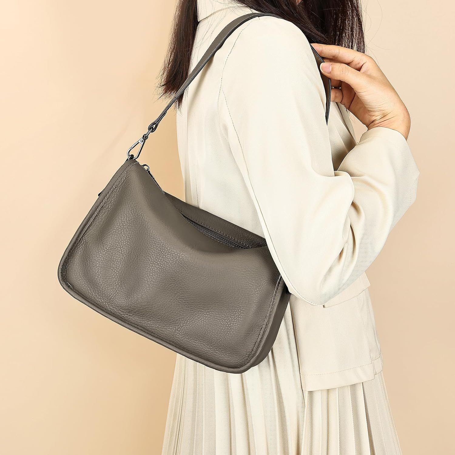 Genuine Leather Crossbody Bag Womens Lightweight Shoulder Purse ladies Small Hobo Handbag - Image 2