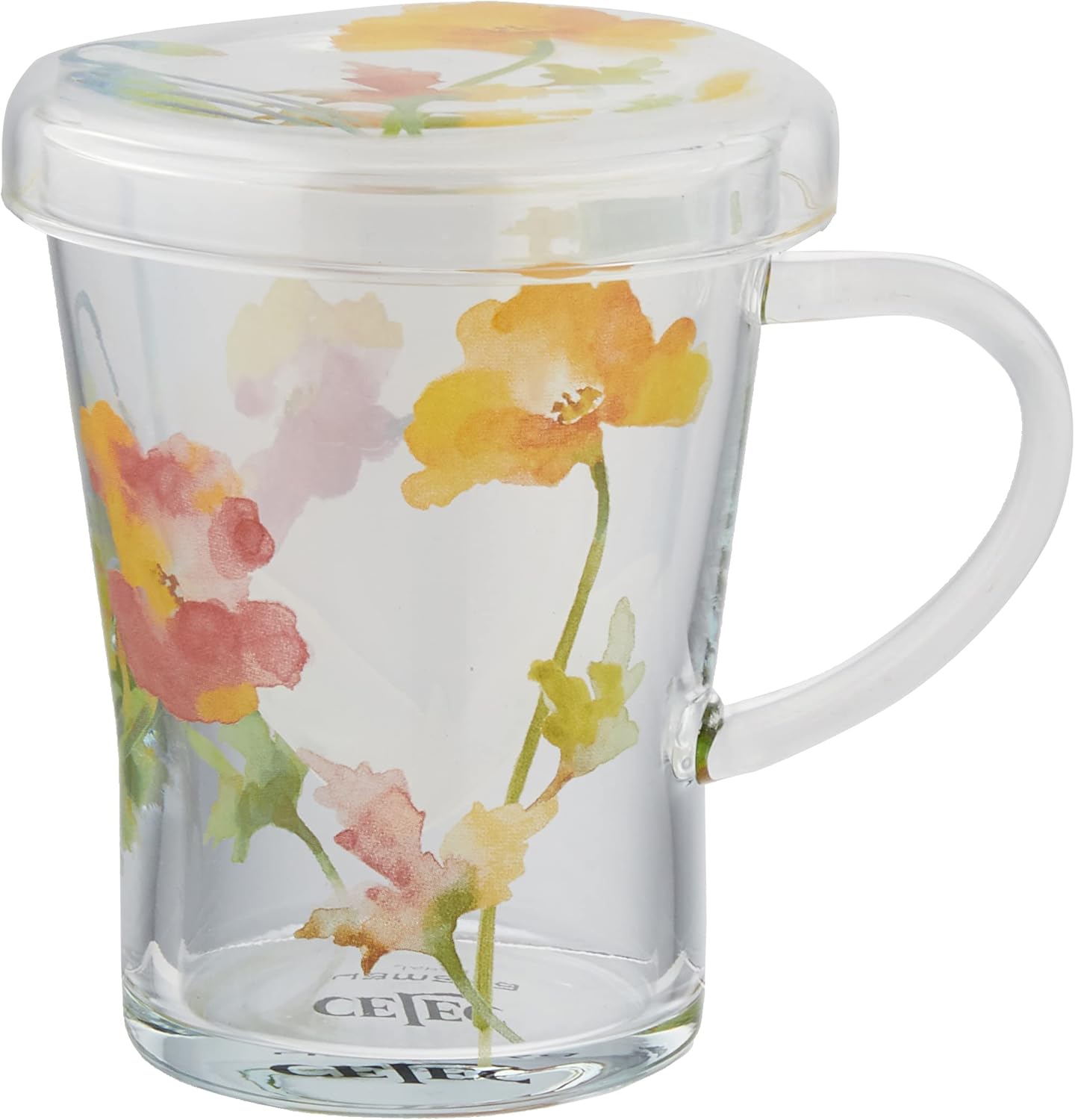 CELEC CY13-GT57 Chamiel Tea Mate Heat Resistant Glass Mug (with Tea Strainer), Rose, Made in Japan, 10.1 fl oz (300 ml)