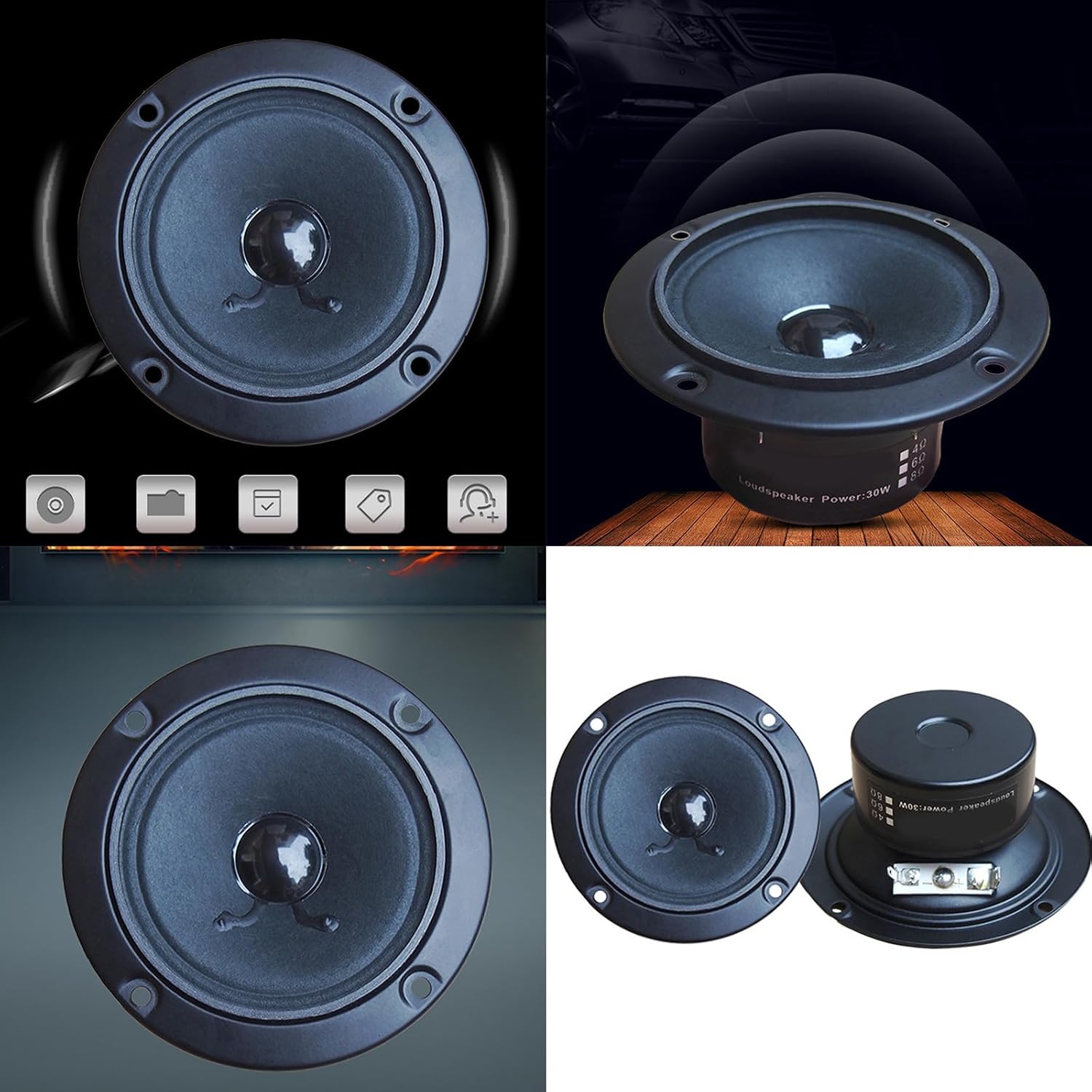 3Inch 4 HiFi Tweeter Stereo Speakers for Enhances Music in All Setting 1200Hz-20KHz Frequency Loudspeakers
