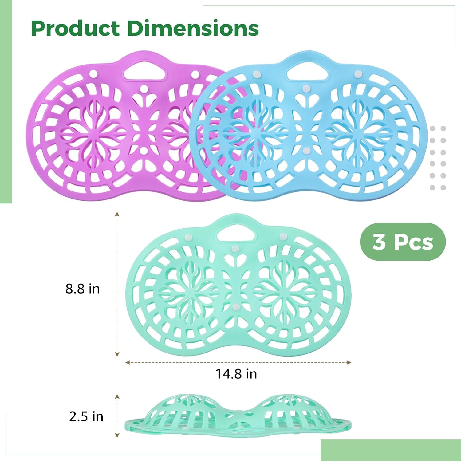 3PCS Bra Washing Bags for Laundry, Silicone Lingerie Bags Anti-Deformation Bra Protectors for Washing Delicates, Dryer Bras Protector for Women Laundry Storage (B)
