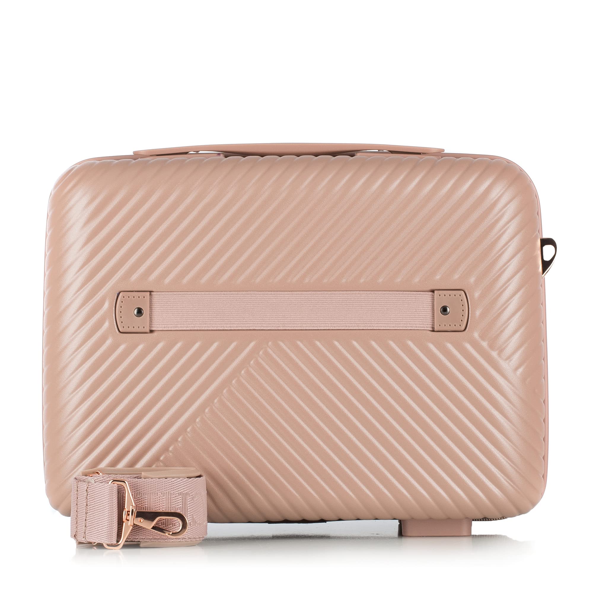WITTCHEN Necessaire Estuche cosmético de viaje Maleta de mano Maletín de cabina Maleta de policarbonato con correa ajustable para cosméticos GL Style Rosa empolvado