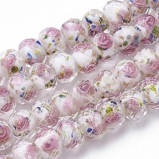 PandaHall 40pcs fragola fatta a mano Lampwork perline 2 colori 3D fragola frutta vetro distanziatore perline allentate per gioielli fare artigianato fai da te