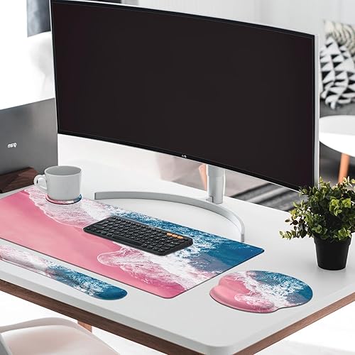 Miniatura 2 de Juego de alfombrillas para teclado y mouse 4 en 1, alfombrilla grande para mouse + reposamuñecas para teclado, reposamuñecas para mouse, juego de