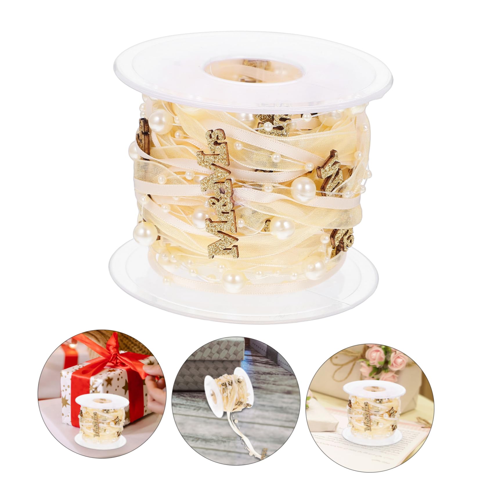 Angoily Lot De 5 Rouleaux De Rubans Décoratifs Pour Décoration De Mariage En Tissu Pour Fête Mariage Doré Pour Vœux Nœud Fête Prénatale Polyester Doré