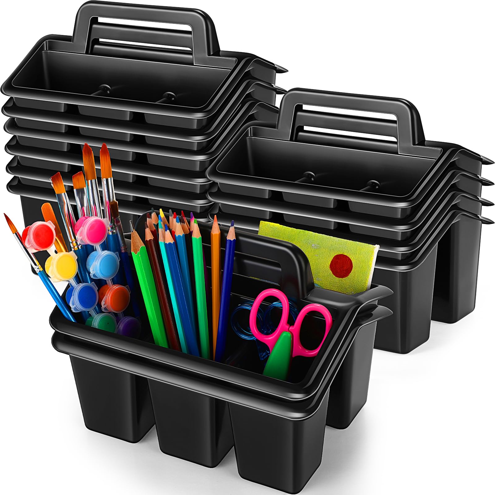 Paniers de rangement plastique avec poignée WILLBOND 4 compartiments
