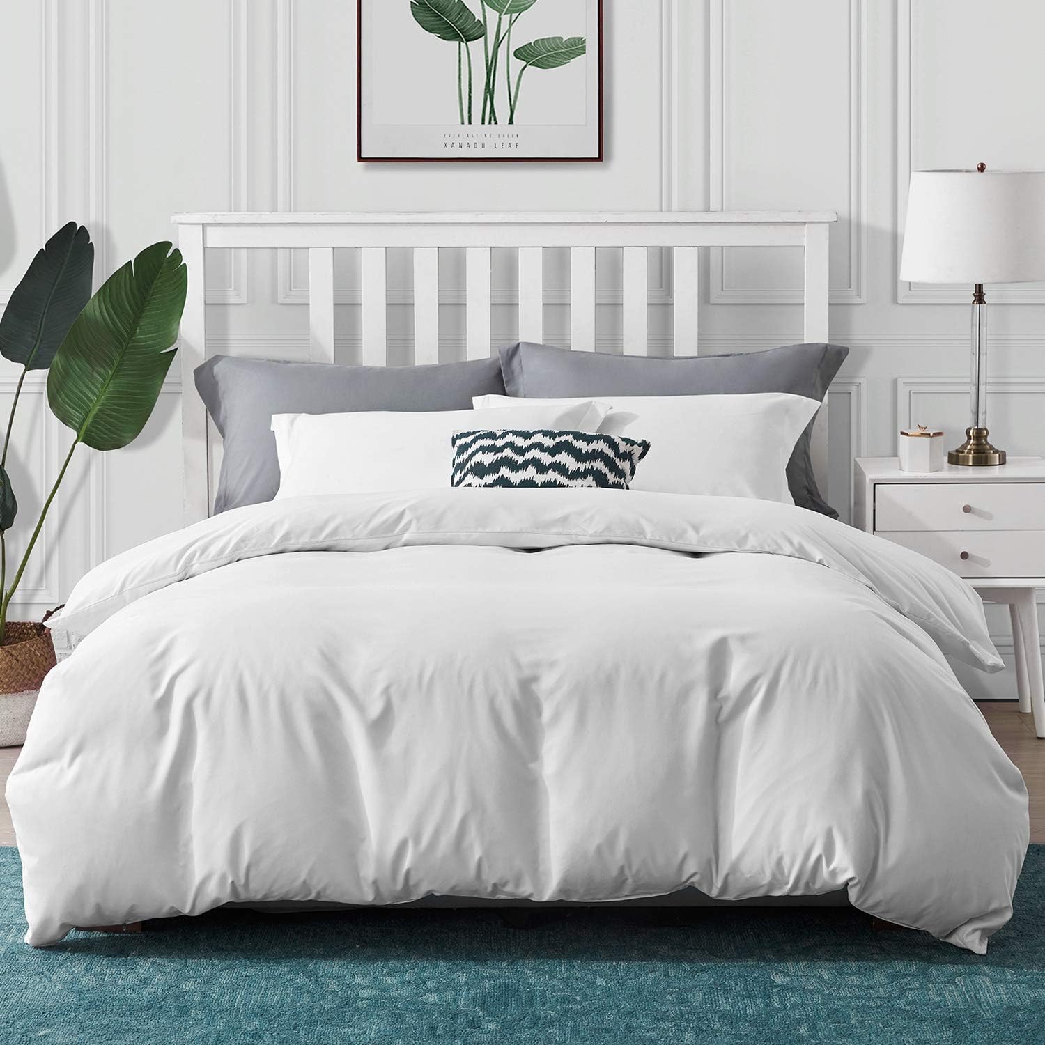 Hansleep Bedding Duvet Cover Set Twin Size 2 Pcs Brushed Microfiber 1 x Duvet Cover and 1 x Pillow Shams, Ultra Soft Comforter Cover Set (White, Twin 68x90)