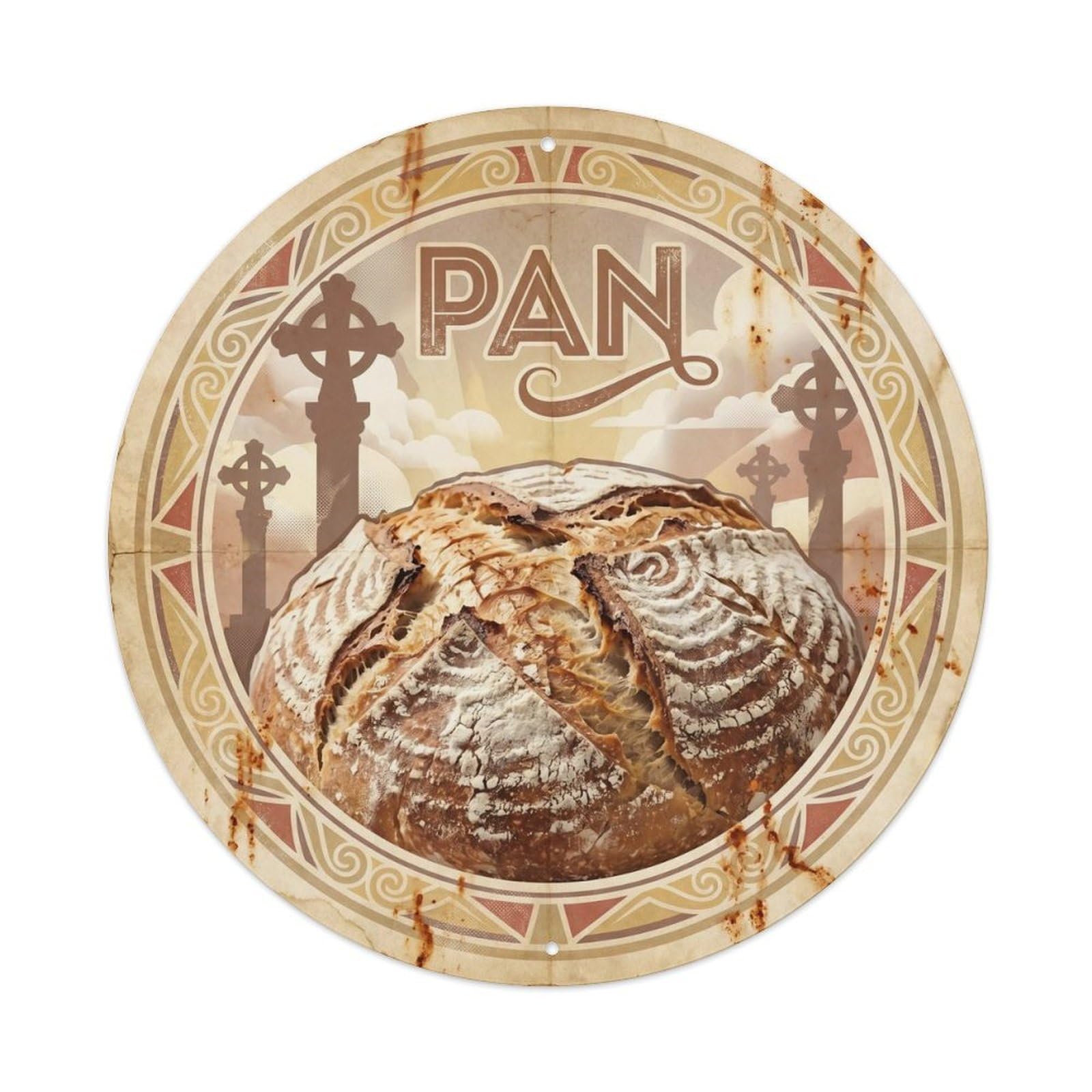 Spanish Culture Bread Rustic Bakery Screenprint Travel Metal Tin Sign