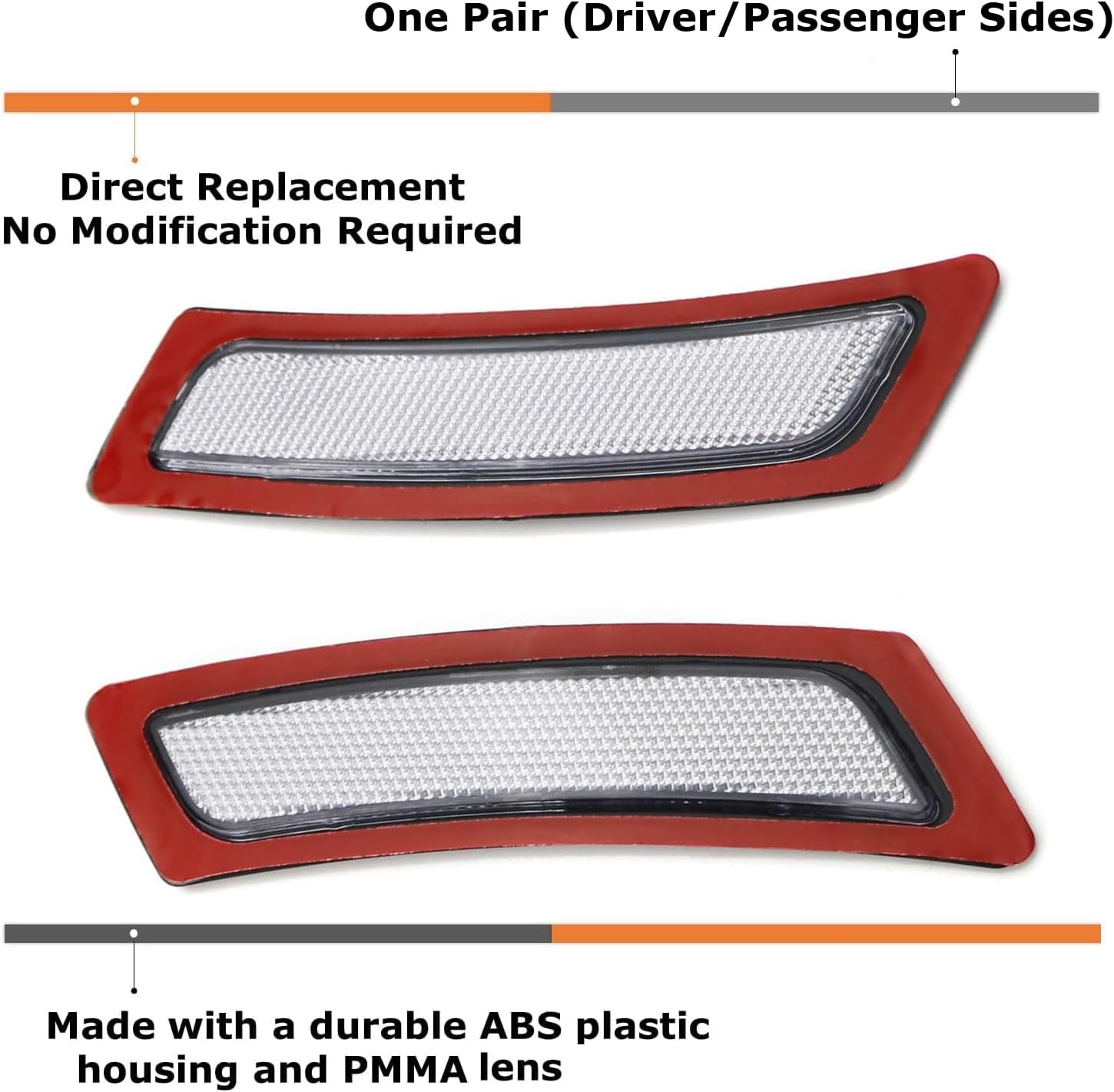 iJDMTOY Crystal Clear Lens Front Bumper Side Markers Compatible With 2011-16 BMW F10/F11 5 Series 525i 528i 530i 535i 545i 550i M5, Replace OEM Amber Reflector Assy