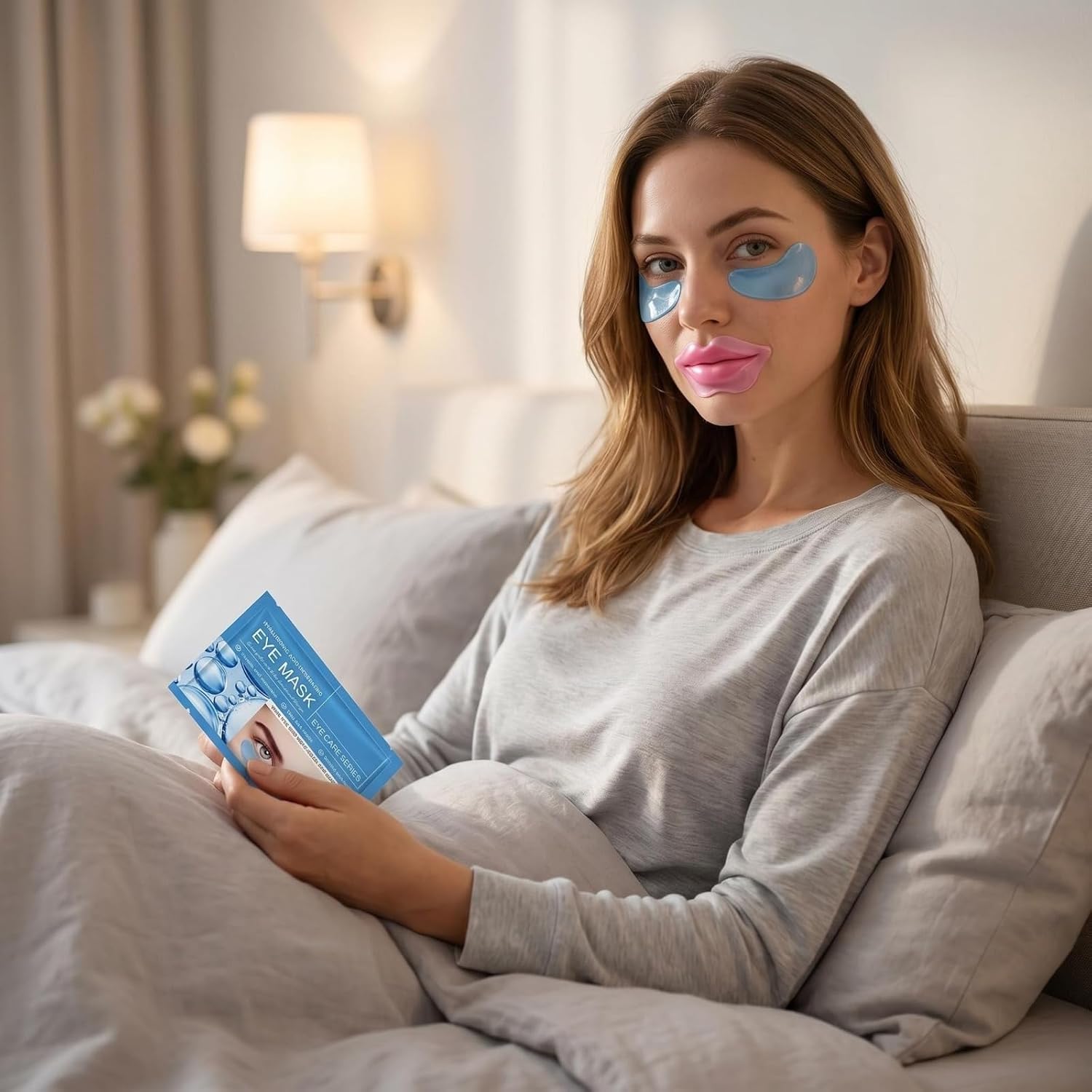 Collagen Infused 30 Pairs Eye Masks & Lip Masks, Under Eye Patches for Puffy Eyes - Firming Gel Patches for Dark Circles, Anti-Wrinkle Treatment, Brightening & Overnight Recovery