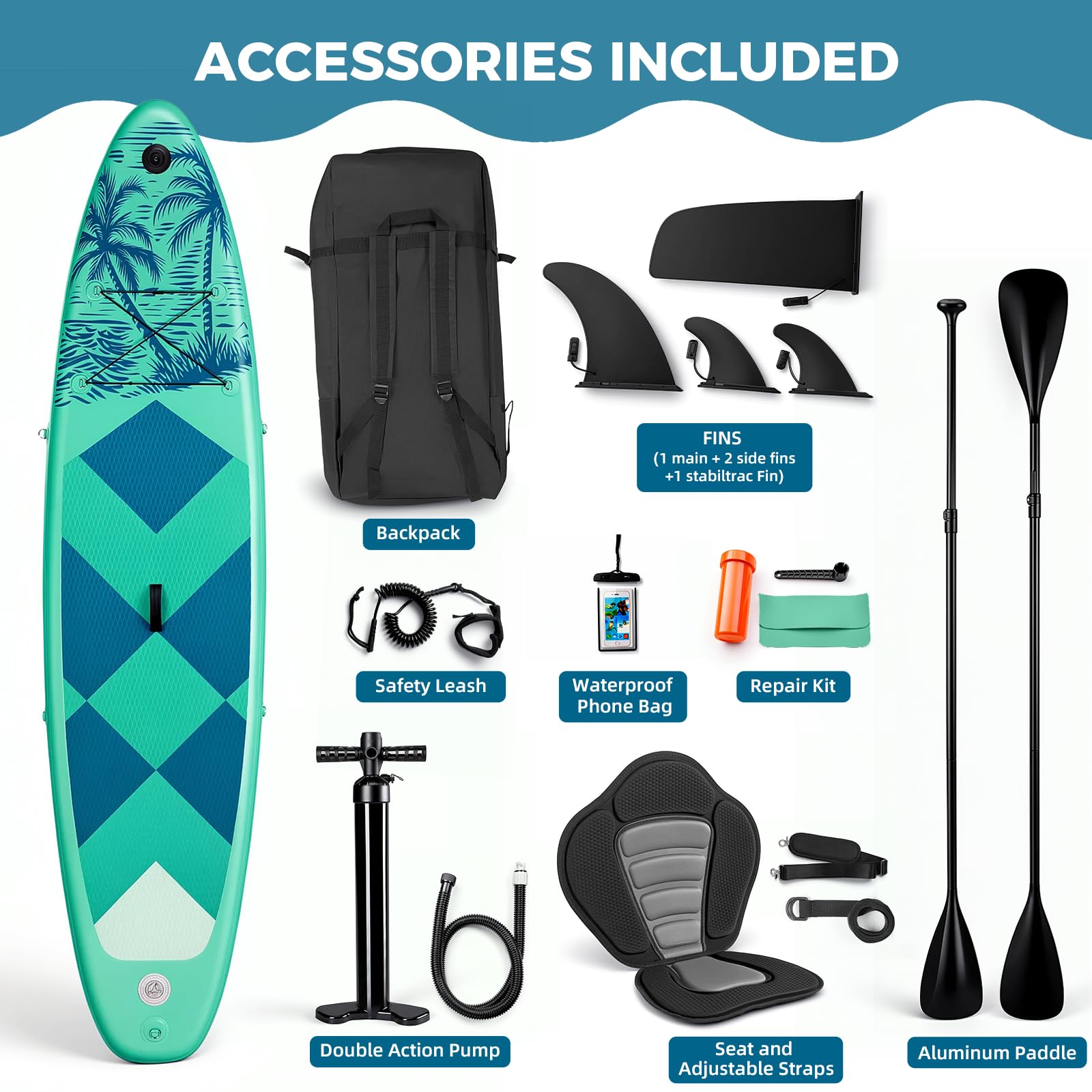 SMOOL SUP Aufblasbares Stand Up Paddle Board 335cm*80cm | Paddleboard für Erwachsene & Anfänger, rutschfeste Eva-Deck, inkl. komplettes Zubehör, Allround SUP für See Fluss Meer