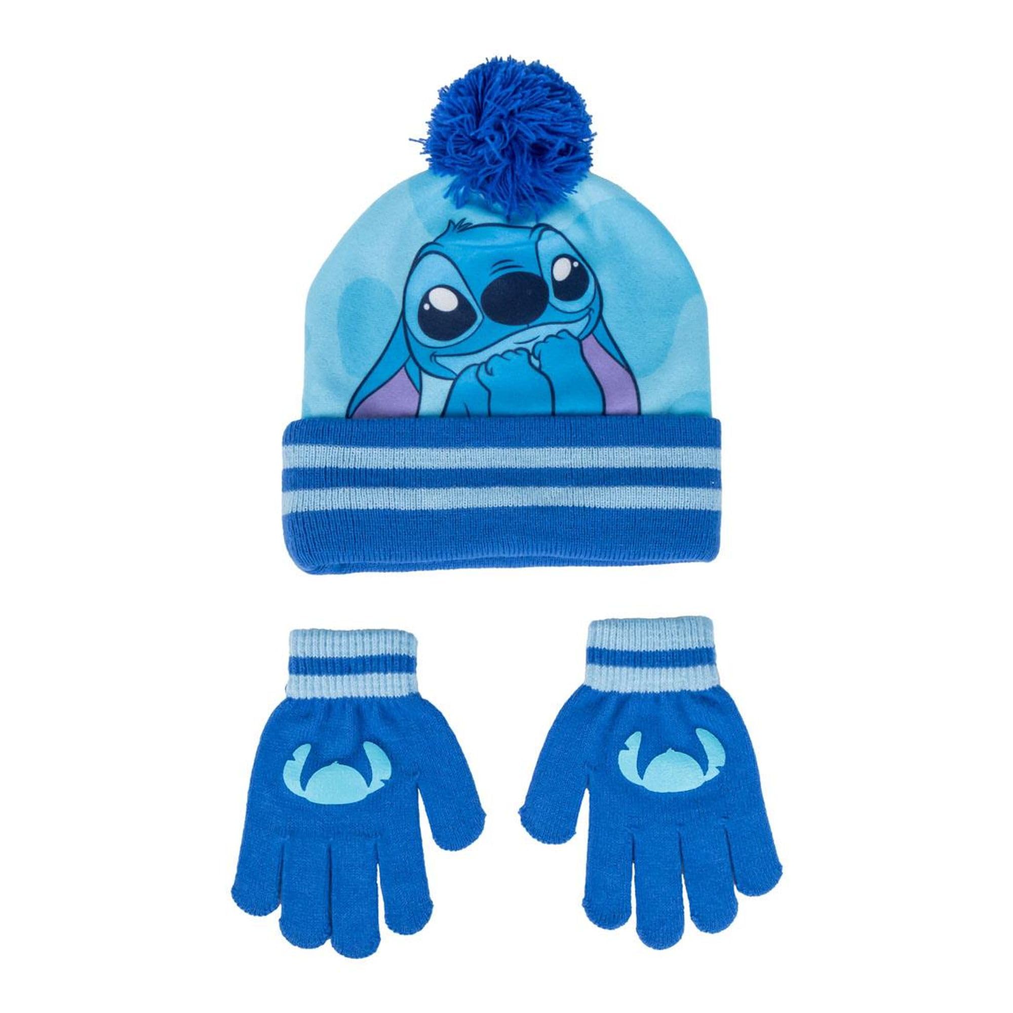 Disney Stitch Gorro y Guantes Set Invierno Oficial para Niño Niña Cómodo Cálido