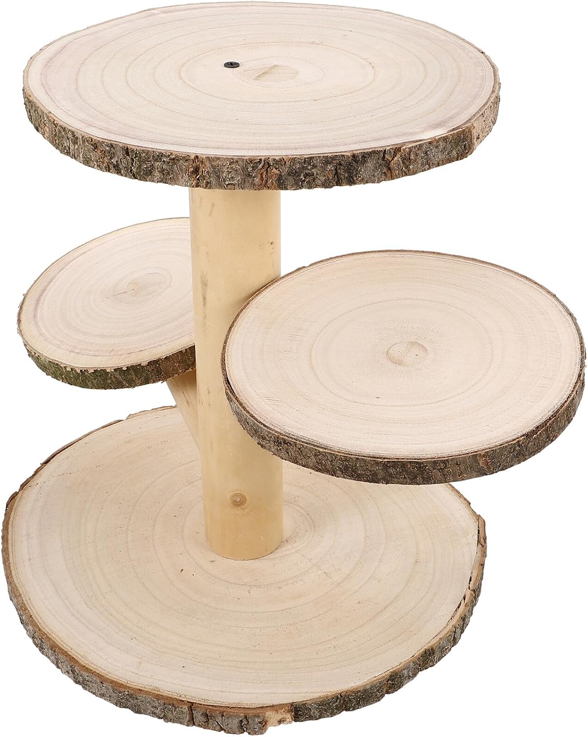 Rustic Wooden Cupcake Stand Dessert Display Tower with Circular Top Decoration for Wedding Birthday Shower Party and Fruit Presentation