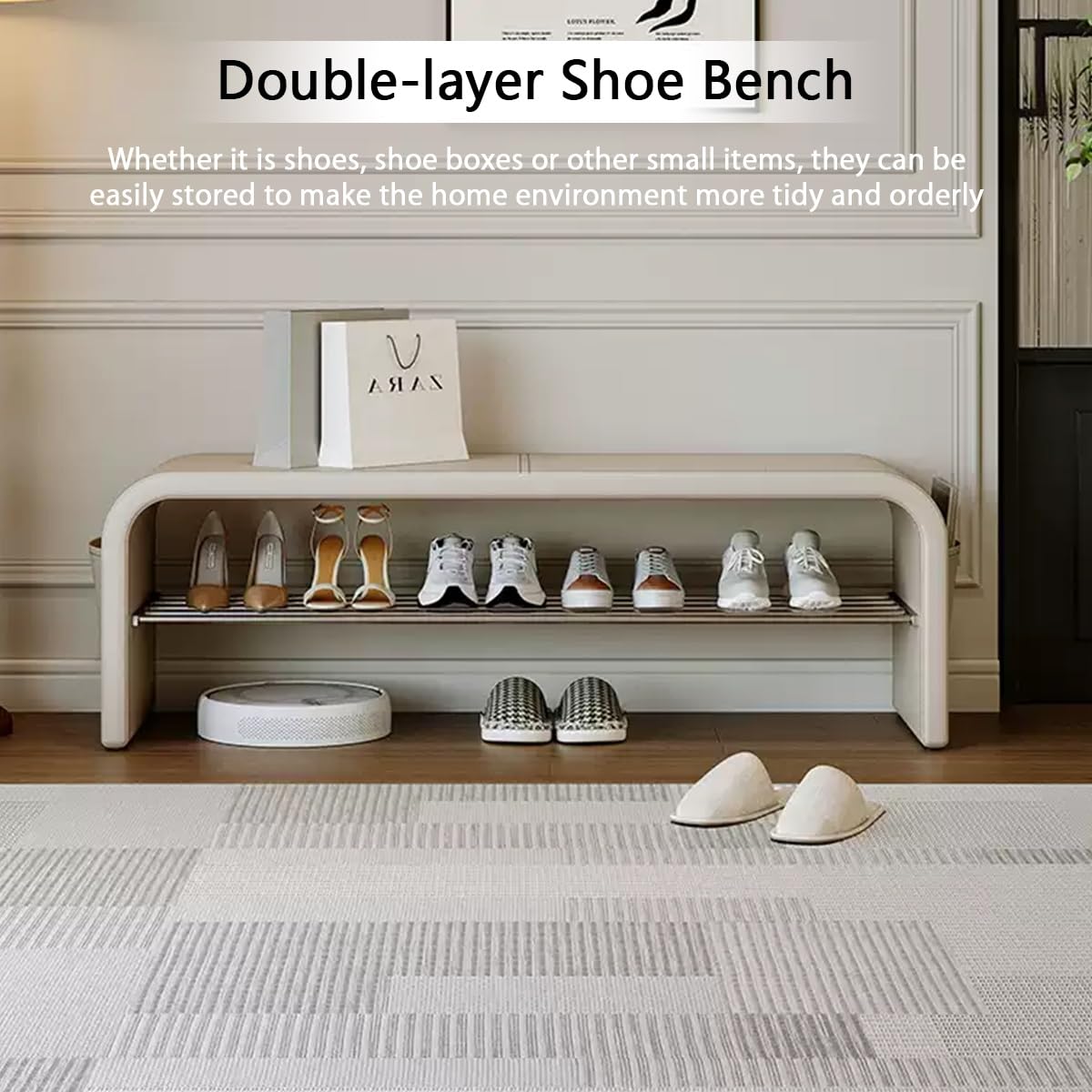 Banco De Entrada RecibidorBanco ZapateroBanco De Almacenamiento De Madera Con Asiento AcolchadoBanco De Almacenamiento De Zapatosmoderno Banco De Almacenamiento De 2 NivelesMueble Zapatero(Dark gr