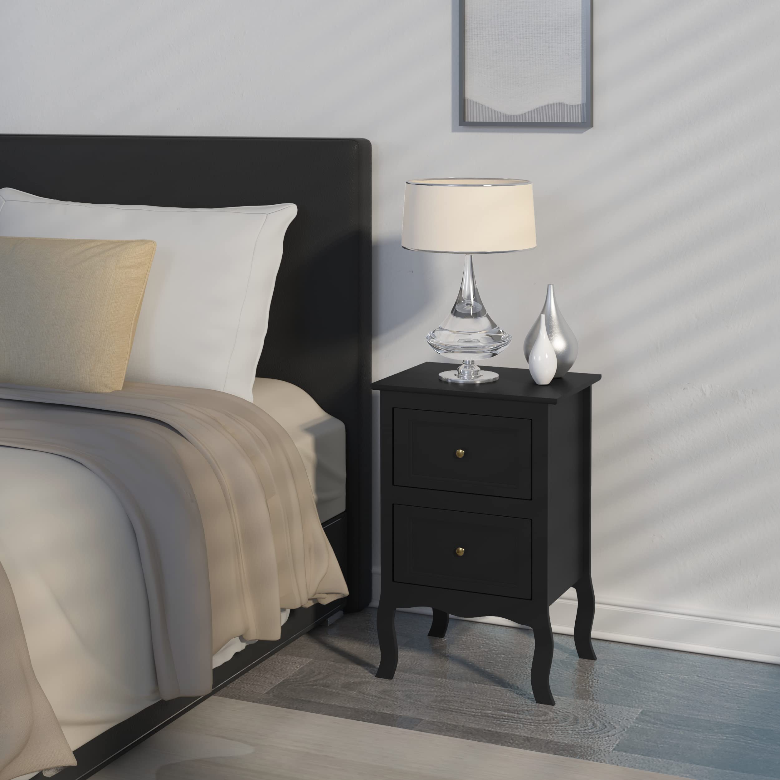 Comodino Moderno Con 2 Cassetti - Design Scandinavo Bianco E Dorato 40x25x51cm - Foto 2