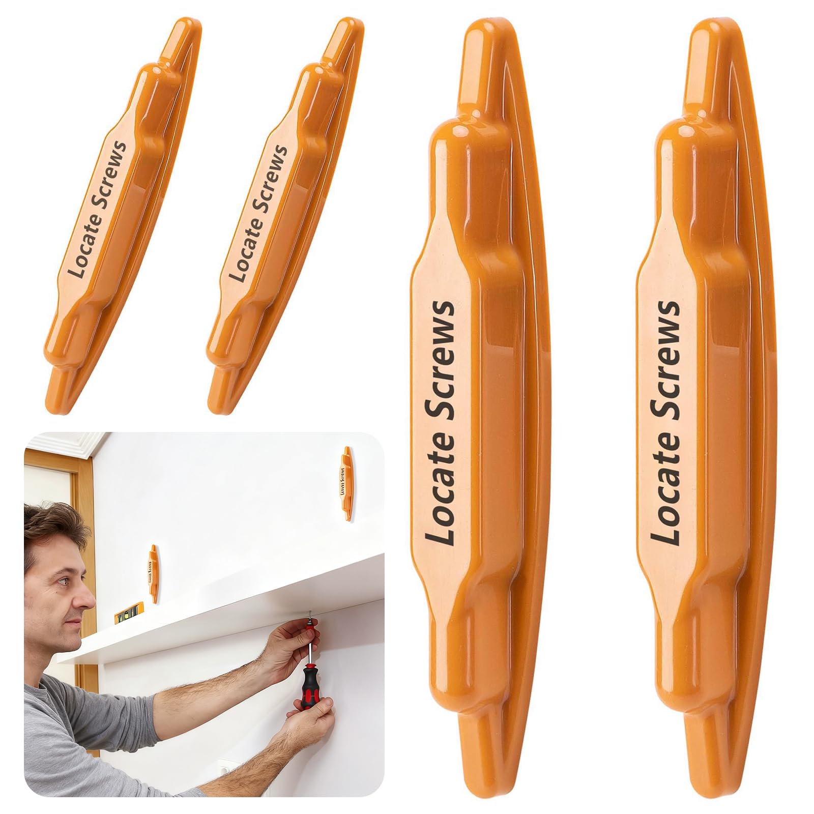 Rilevatore di Chiodi Magnetico 4 Pezzi, Magnetismo Forte Senza Batterie Senza Parti Mobili, 0.9×5.5 Pollici Ergonomico, Per Intonaco Secco Localizzare Viti/Chiodi