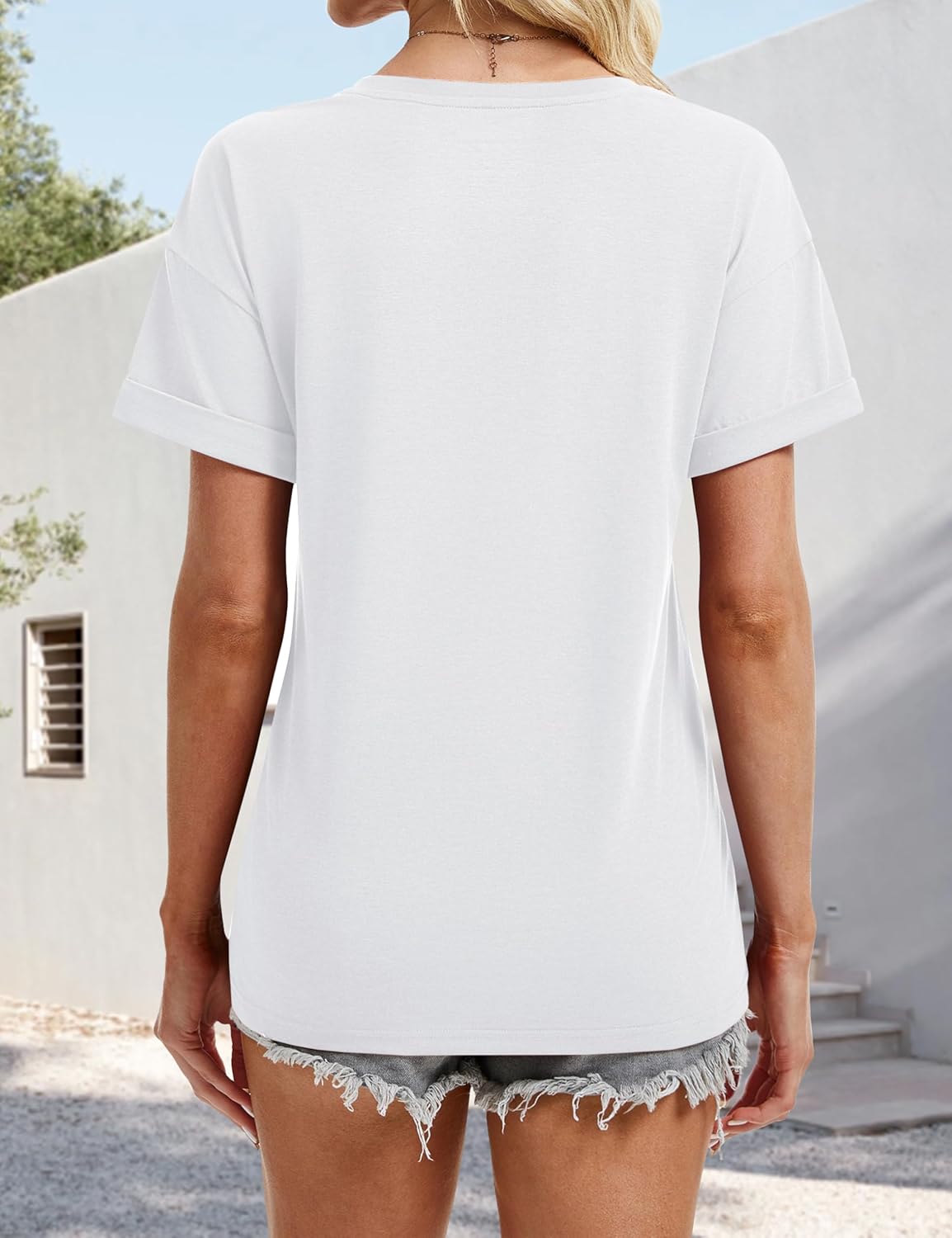 YUCOLEN Womens Short Sleeve V-Neck Shirts UPF 50+ Beach Vacation Casual Summer Loose Fit Tops 2026 - Image 3