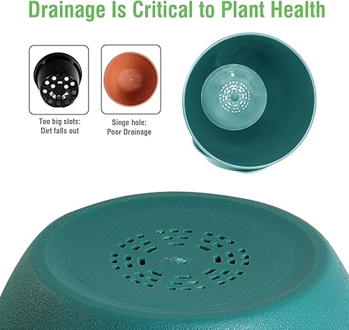 Miniatura 6 de WOUSIWER Macetas de 1098 pulgadas, juego de 3 macetas modernas de plástico decorativas con agujeros de drenaje y platillos para plantas