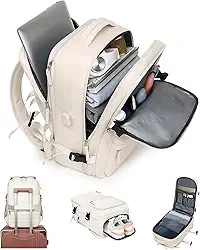 Mochila de Viagem Feminina Expansível 30-40L, Antifurto com Porta USB, Compartimento para Laptop 17.3", Aprovado como Bagagem de Mão, Leve 0.88kg, para Homens e Mulheres, Trabalho e Passeio