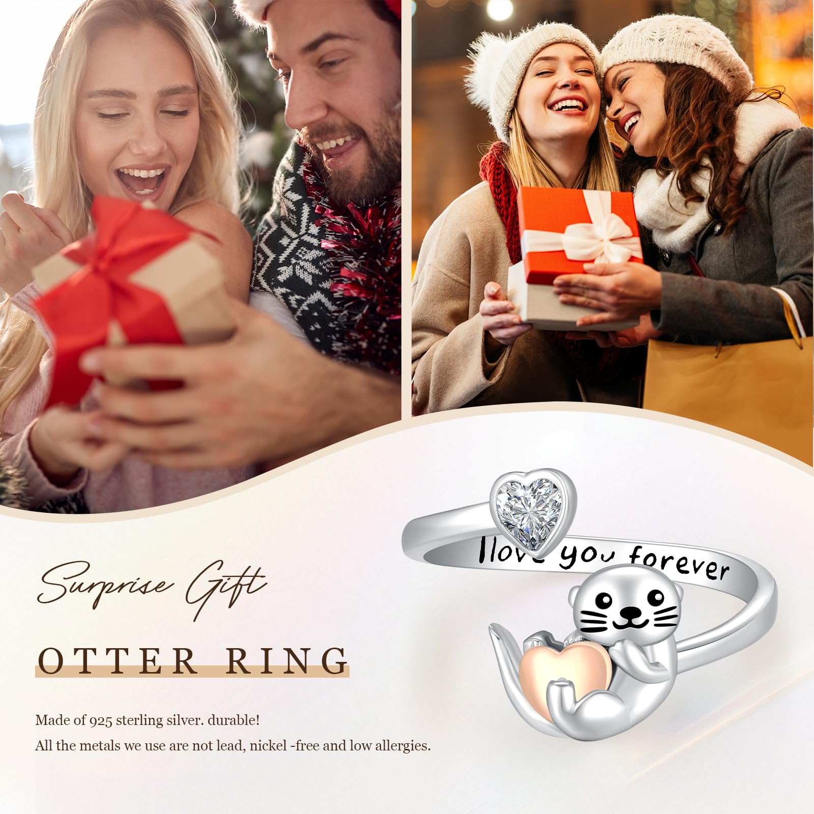 Luna/stella/girasole/farfalla da strega/lontra anello in argento sterling 925 prevenire le allergie anello regolabile gioielli d'argento regali per ragazze donne bambini…
