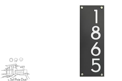 Miniatura 2 de Modern House Numbers, Metallic Gray Aluminum with White Acrylic - Vertical 2 - Contemporary Home Address -Sign Plaque - Door Number - Hotel Room