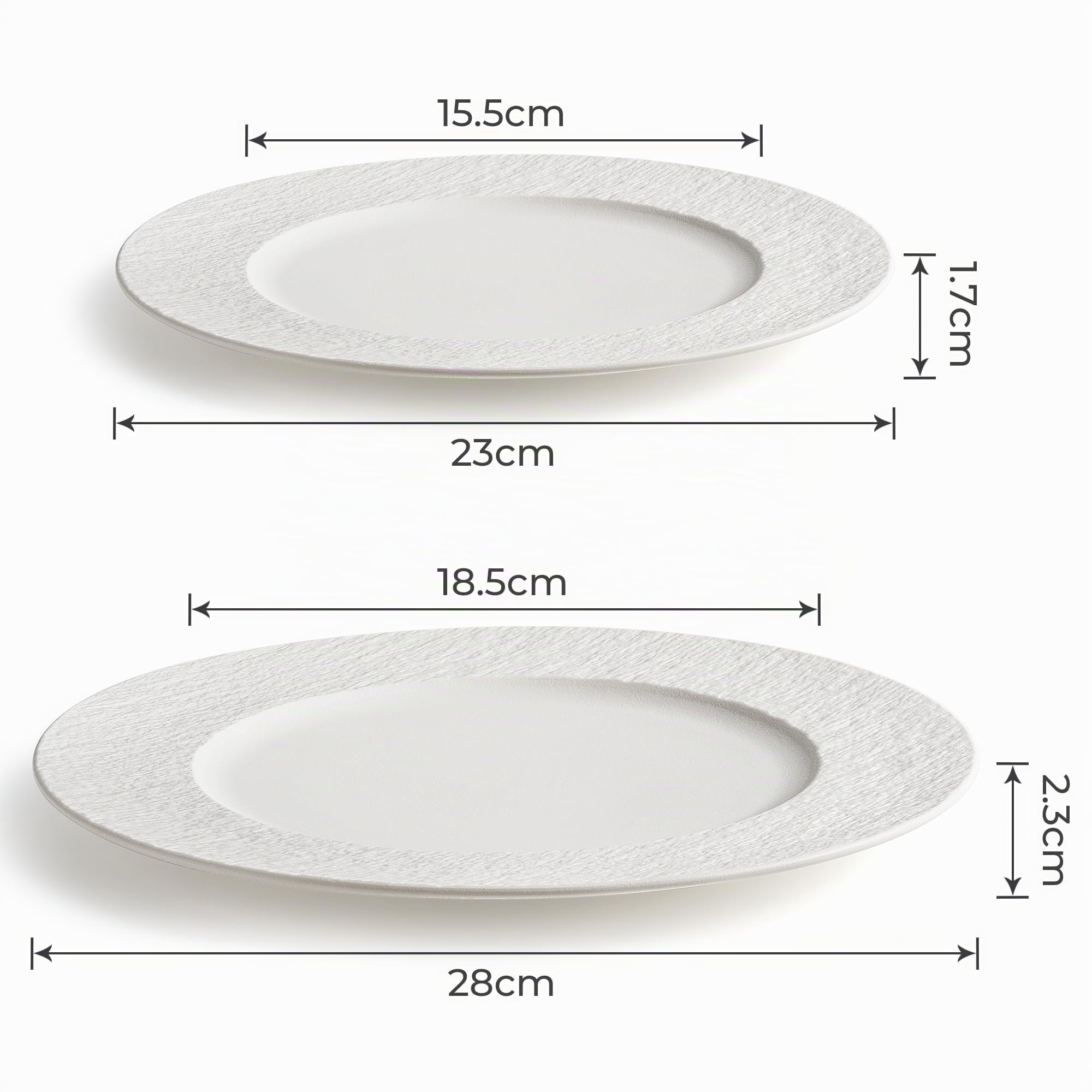 MIAMIO - Teller Set Keramik / 4er Set Speiseteller (28 cm) - Oasis (Weiß) | Modernes Keramik Teller Set, Teller für Hauptspeisen, Große Teller, Steingut Geschirr - spülmaschinenfest