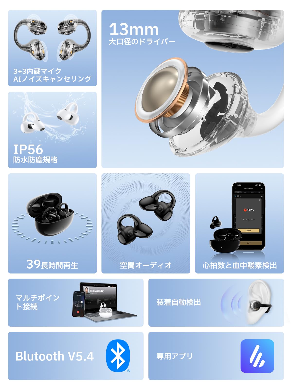 Amazon.co.jp: EDIFIER LolliClip オープンイヤーイヤホン ワイヤレス