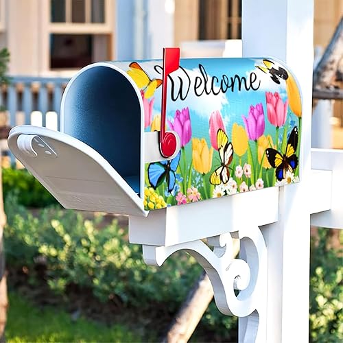 Miniatura 57 de Funda magnética para buzón de Navidad, diseño de árbol de copo de nieve de invierno, para jardín, patio, decoración del hogar, tamaño estándar, 21 x