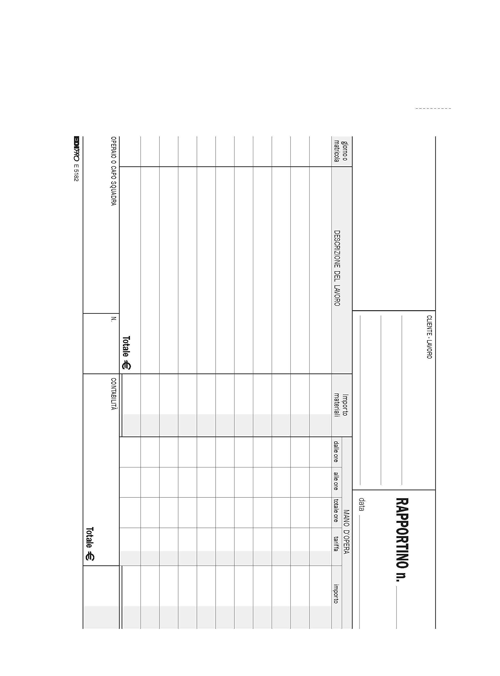 EDIPRO E5182 Blocco rapportino di lavoro 100 fogli 22x14,8