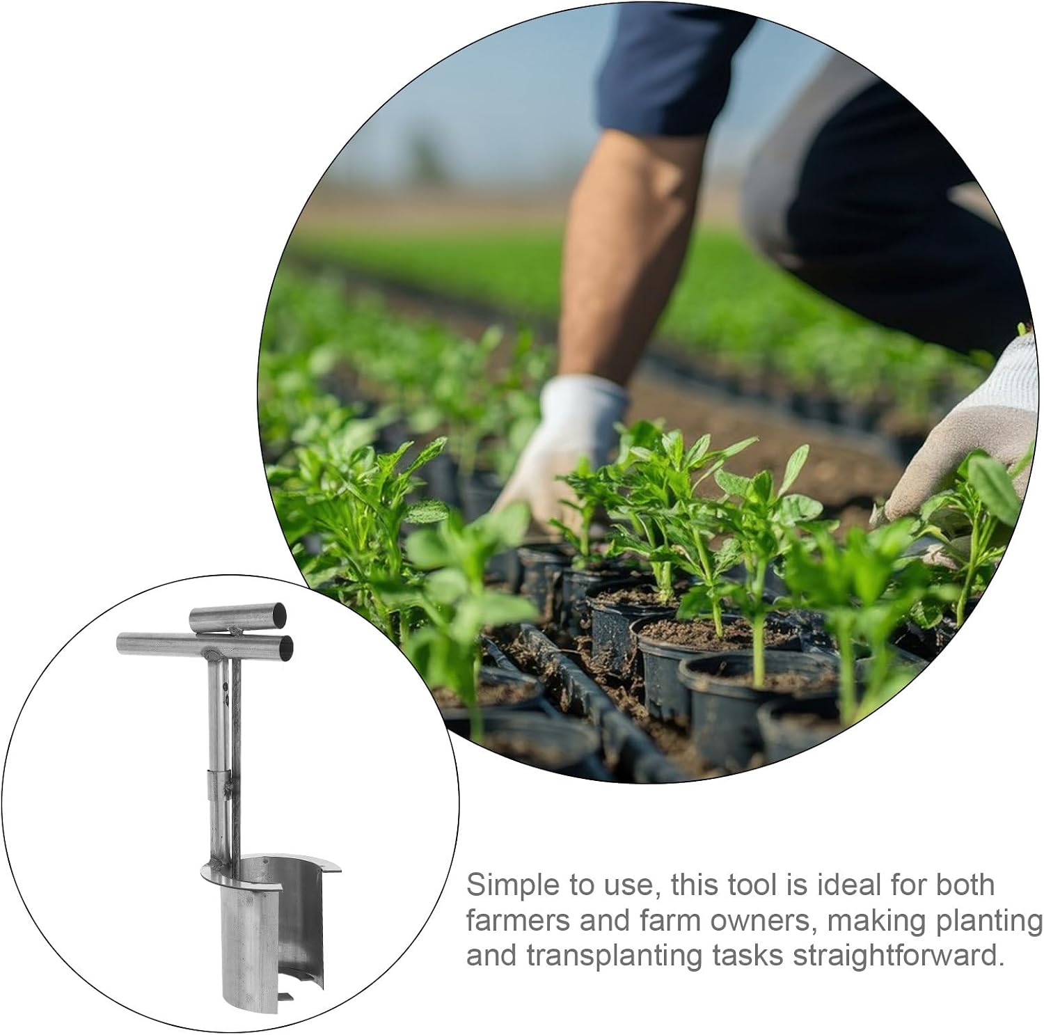 TIDTALEO Handheld Bulb Planter and Planting Hole Punch Tool 30cm Long for Garden Transplanting and Sowing, Portable Digger for Farmers and Lawn Care Enthusiasts
