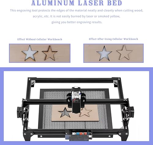 Miniatura 5 de Cama láser de nido de abeja, mesa de trabajo de panal láser mecanizada CNC de 15.748x15.748 in, diseño de rejilla uniforme, buenos accesorios de