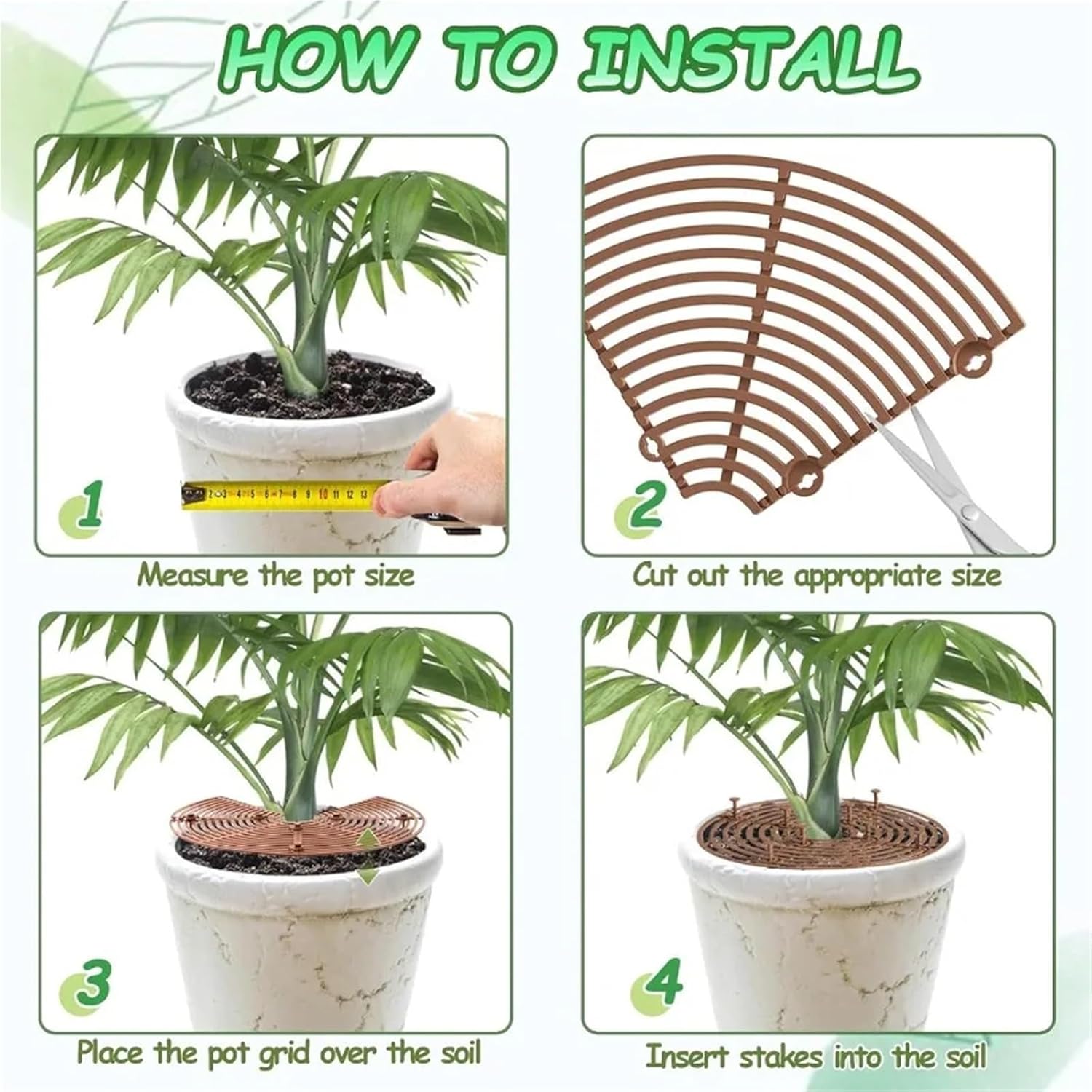 Plant Pot Cover Plant Pot Gird Cover 6 Pack Potted Grid Soil Protectors with Stakes for Gardening Indoor Mesh Animals for Outdoor Garden